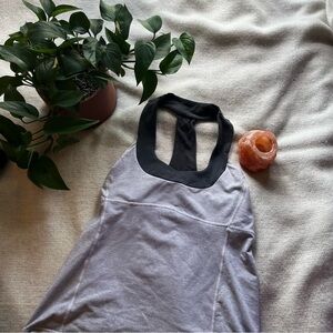 LULULEMON Women's Scoop Neck Tank Heathered Grey Stripe